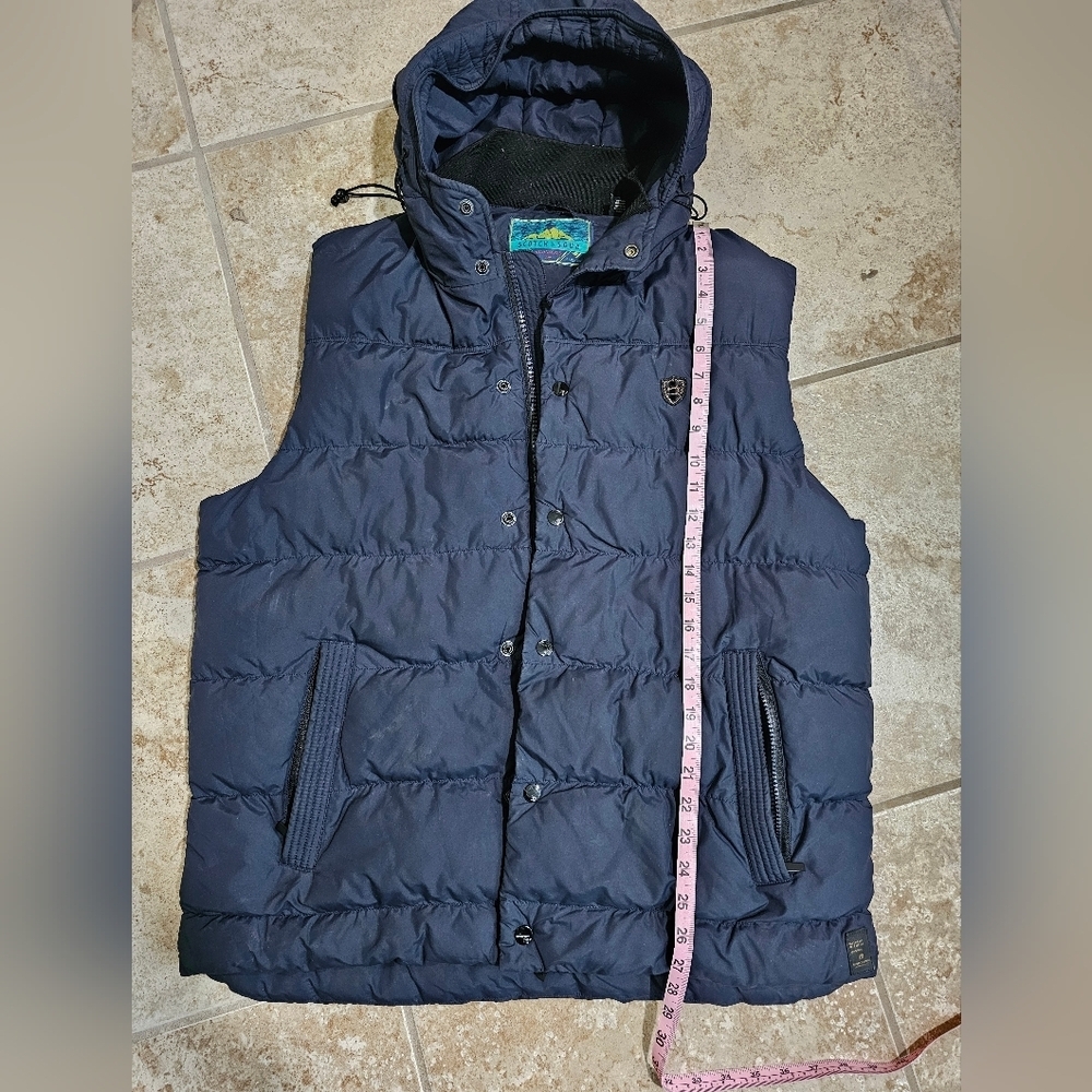 Scotch & Soda Mens XL Dark Blue Hooded Puffer Vest Navy Quilted Archival Classic - Picture 7 of 7